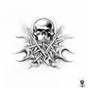 Electric Wizard album cover featuring a fiery skull surrounded by black candles tattoo design idea