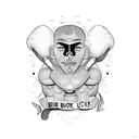 a human boxer fighter with quotes inspired by the song "the boxer" by Simon and Garfunkel tattoo design idea
