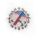 Christian cross with American flag tattoo design idea