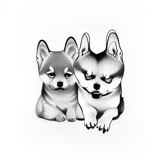 small and Cute shiba inu tattoo design idea