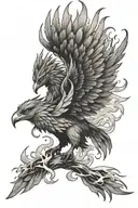 lone wolf and rising phoenix rising from the ashes tattoo design idea