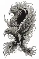 lone wolf and rising phoenix rising from the ashes tattoo design idea