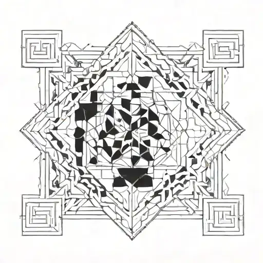 Geometric painting design with subtle references to Serbia tattoo design idea