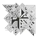 Geometric painting design with subtle references to Serbia tattoo design idea