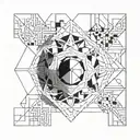 Geometric painting design with subtle references to Serbia tattoo design idea