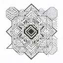 Geometric painting design with subtle references to Serbia tattoo design idea