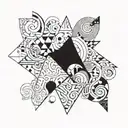 Abstract painting inspired design incorporating elements of Serbia tattoo design idea