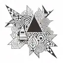 Abstract painting inspired design incorporating elements of Serbia tattoo design idea