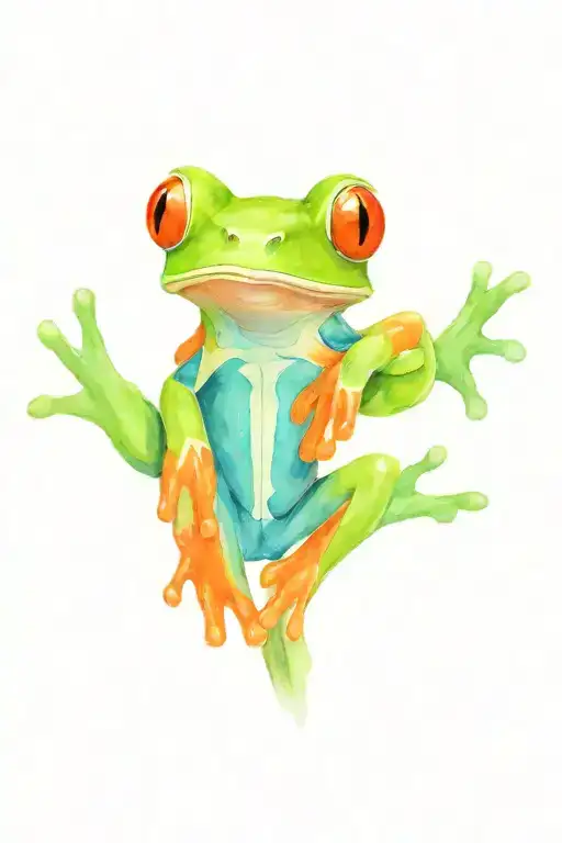 red-eyed tree frog in watercolors tattoo design idea