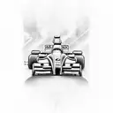 A sketch-style tattoo featuring the McLaren of James Hunt and the Ferrari of Nicky Lauda in action tattoo design idea