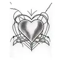 barbwire heart outline with cobwebs and spider tattoo design idea