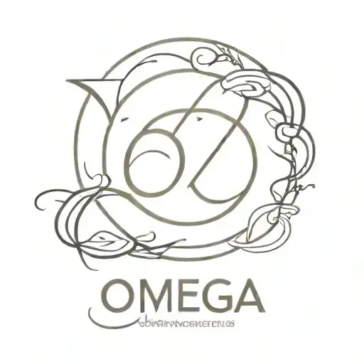 omega sign embedded with the word simpas tattoo design idea