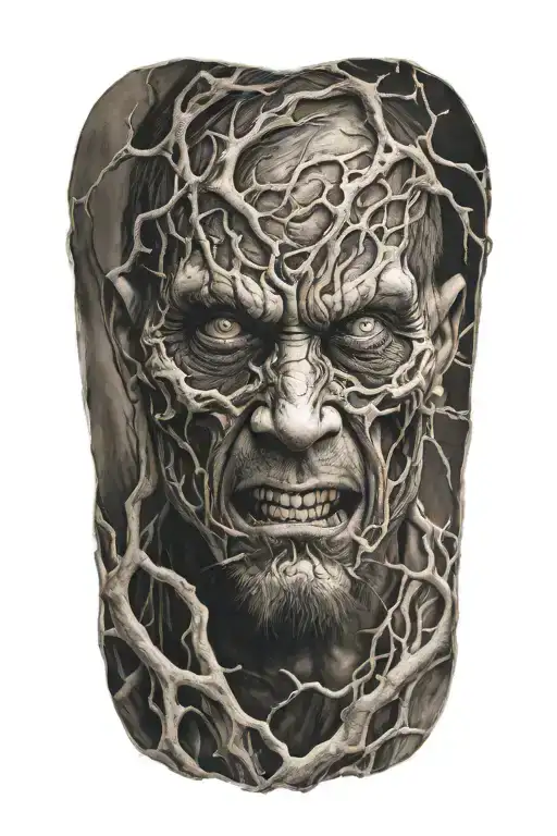 creepy outdoors half sleeve tattoo design idea