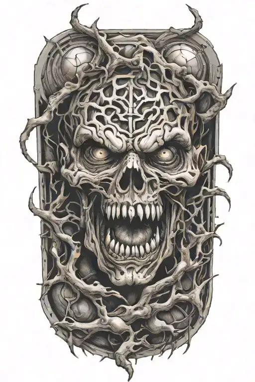 creepy outdoors half slee based tattoo design idea