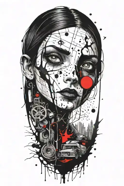 creepy coraline inspired wilderness half sleeve tattoo featuring needles  tattoo design idea