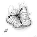Butterfly on a lily tattoo design idea