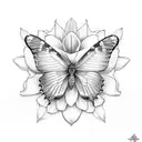Butterfly on a lily tattoo design idea