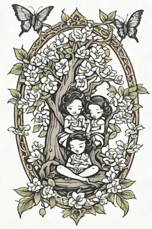 magnolia tree kids swingin tattoo design idea