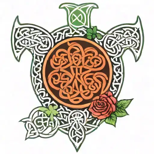 Eric Kiernan with Celtic symbols and shamrocks Celtic knots tattoo design idea