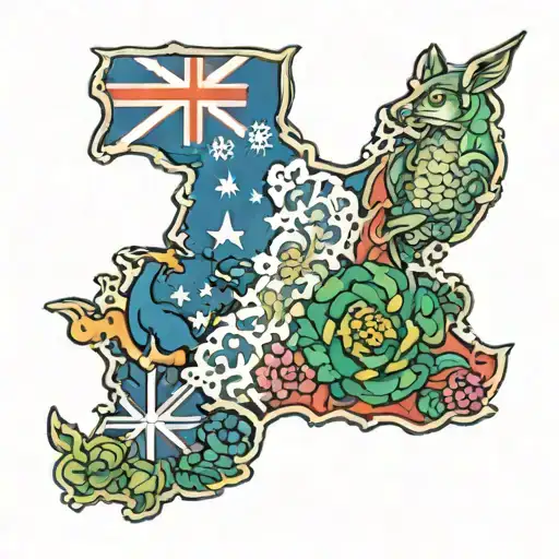 australia, ireland, and england tattoo design idea