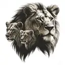 lion with two cubs tattoo design idea