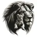 lion with two cubs tattoo design idea