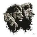lion with two cubs tattoo design idea