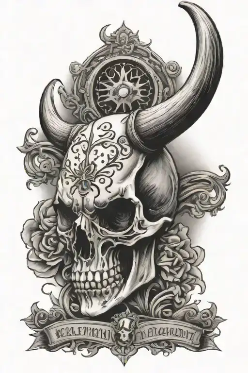 zach bryan lyrics longhorn skull surrounded tattoo design idea
