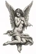 nude angel tattoo design idea
