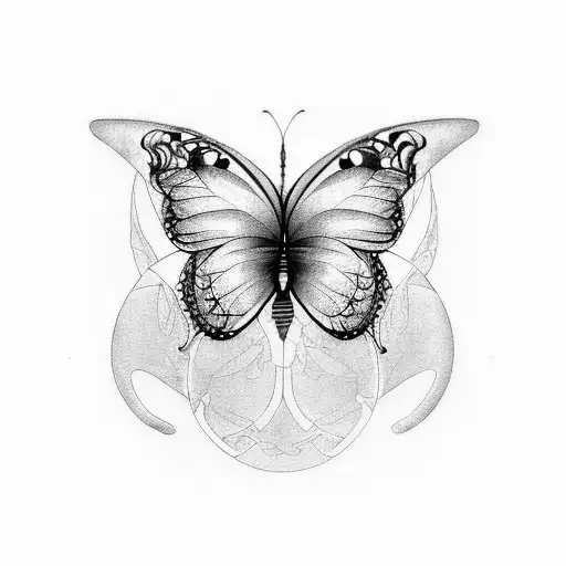 A mesmerizing tattoo of a butterfly and firefly dancing together in the eerie twilight tattoo design idea