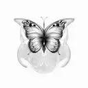 A mesmerizing tattoo of a butterfly and firefly dancing together in the eerie twilight tattoo design idea