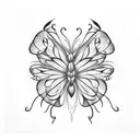 A mesmerizing tattoo of a butterfly and firefly dancing together in the eerie twilight tattoo design idea