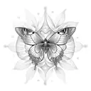 A mesmerizing tattoo of a butterfly and firefly dancing together in the eerie twilight tattoo design idea