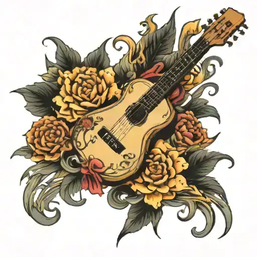 guitar music tattoo design idea