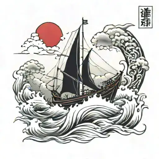 boat sailing tattoo design idea