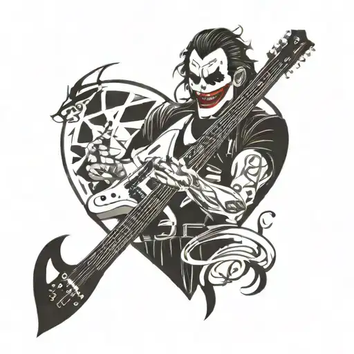 joker, guitar, thunderbolt, sword, heart, volleyball tattoo design idea