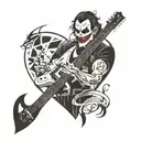 joker, guitar, thunderbolt, sword, heart, volleyball tattoo design idea