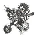 joker, guitar, thunderbolt, sword, heart, volleyball tattoo design idea