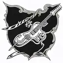 jolly, guitar, thunderbolt, sword, heart, volleyball tattoo design idea