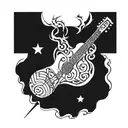 jolly, guitar, thunderbolt, sword, heart, volleyball tattoo design idea