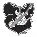 jolly, guitar, thunderbolt, sword, heart, volleyball tattoo design idea