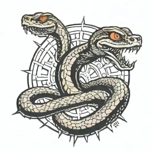 snake in angry sun tattoo design idea