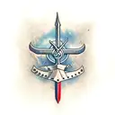 damascus sword monument tattoo design idea