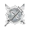 damascus sword monument tattoo design idea