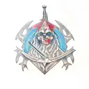 damascus sword monument tattoo design idea