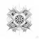 fire, number 3, Maltese cross tattoo design idea