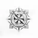 fire, number 3, Maltese cross tattoo design idea