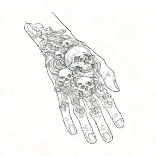 a hand with skulls on it tattoo design idea