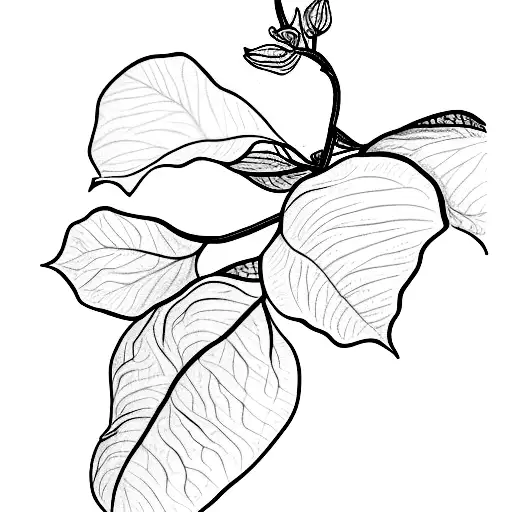 one part of a bougainvillea, black and white, simple drawin, botanical diagram, flower included tattoo design idea
