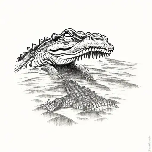 Alligator filled with cypress trees tattoo design idea